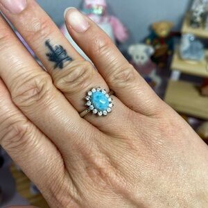 LARIMAR & TOPAZ S925 ADJUSTABLE RING